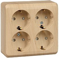 Розетка с заземлением накладная Systeme Electric Этюд Дача 4-м. шторки сосна картинка